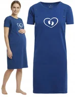 Piżamy ciążowe - Koszula Nocna Ciążowa do Karmienia Bawełna do Karmienia GRANATOWY MORAJ M - miniaturka - grafika 1