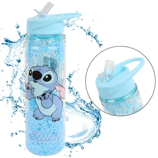 Disney Stitch Transparentna butelka/bidon ze słomką, butelka na wodę 550ml - Shakery i bidony sportowe - miniaturka - grafika 1