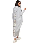 Swetry damskie - Ciepły sweter damski kardigan grecki wzór z wełną z kapturem-S - miniaturka - grafika 1