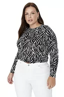 Body - Trendyol Damska damska bluzka Slim Bodycon Crew Neck Knit Plus Size Shirt, czarna, 2XL, Czarny, XXLus - miniaturka - grafika 1