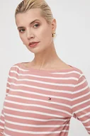 Bluzki damskie - Tommy Hilfiger longsleeve bawełniany kolor różowy - miniaturka - grafika 1