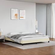 Łóżka - Lumarko Rama łóżka, kremowe, 160x200 cm, obite sztuczną skórą - miniaturka - grafika 1