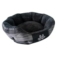 Legowiska dla psów - Owalne legowisko dla psa szare w kratę S - miniaturka - grafika 1