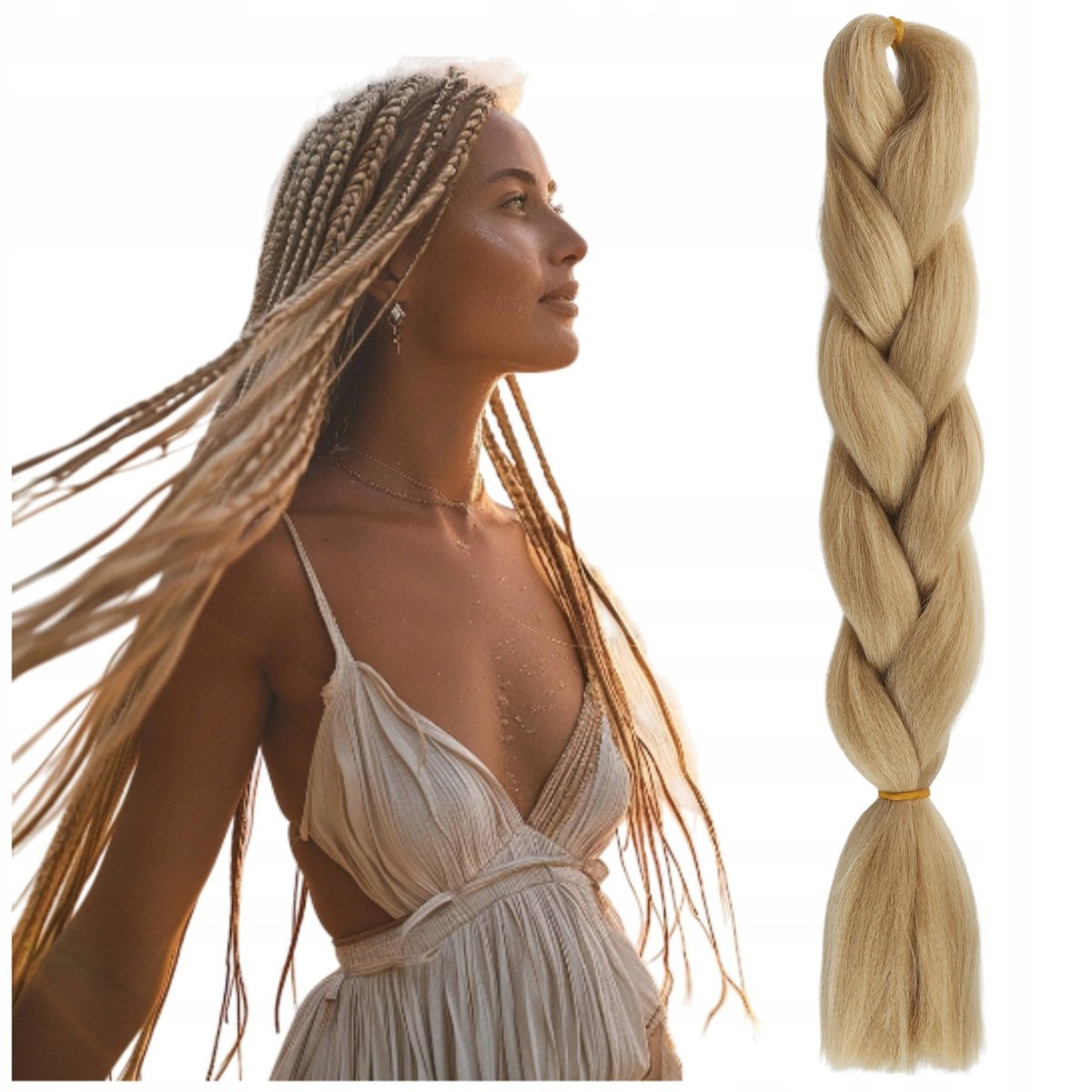 Włosy SZTUCZNE Syntetyczne Warkocze Doczepiane Dredy WARKOCZYKI BLOND 100G