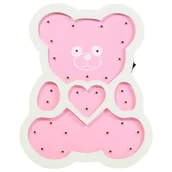 Lampy pozostałe - Polux SANICO Lampka ozdobna na baterie LED drewniana MIŚ różowy - miniaturka - grafika 1