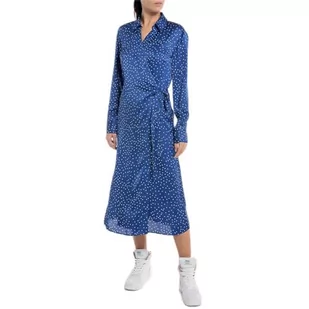 Replay Damska sukienka kopertowa, 010 Blue/Natural White, M - Sukienki - miniaturka - grafika 1