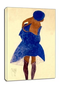 Standing Girl, Back View, Egon Schiele - obraz na płótnie Wymiar do wyboru: 70x100 cm - Obrazy i zdjęcia na płótnie - miniaturka - grafika 1