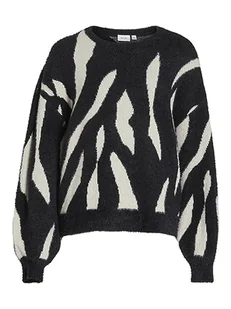 Vila Juli Jaquard L/S Knit Top -Noos, czarny, M - Koszulki i topy damskie - miniaturka - grafika 1