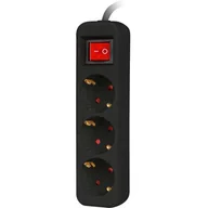 Listwy zasilające - LANBERG Lanberg 3 gniazda Schuko 1.5m PS1-03F-0150-BK - miniaturka - grafika 1
