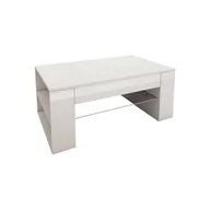 Ławy i stoliki kawowe - Stolik kawowy ze szklaną półką i 4 przegródkami 100x42x60 cm Biała płyta wiórowa - miniaturka - grafika 1