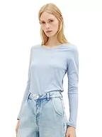 Koszulki i topy damskie - TOM TAILOR Damska koszulka z długim rękawem z napisem Basic, 26320-Stonington Blue, XXL - miniaturka - grafika 1