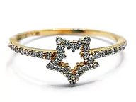 Pierścionki - Złoty pierścionek 585 gwiazdka z cyrkoniami 16r - miniaturka - grafika 1