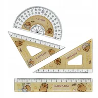 Przybory szkolne - Zestaw Geometryczny Kapibara 4 Elementy Linijka Ekierki Kątomierz Beżowy - miniaturka - grafika 1