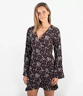 Sukienki - Hurley Damska sukienka w długim rękawie Wrap Dress sukienka rekreacyjna czarny czarny m 3HCZ8551 - miniaturka - grafika 1