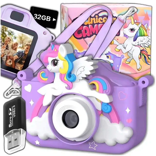Aparat Cyfrowy Fotograficzny Dla Dzieci Kamera Zabawka Gry + Karta 32gb