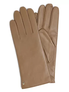 Rękawiczki - ROECKL - Skórzane rękawiczki damskie z dodatkiem kaszmiru, beżowy - grafika 1