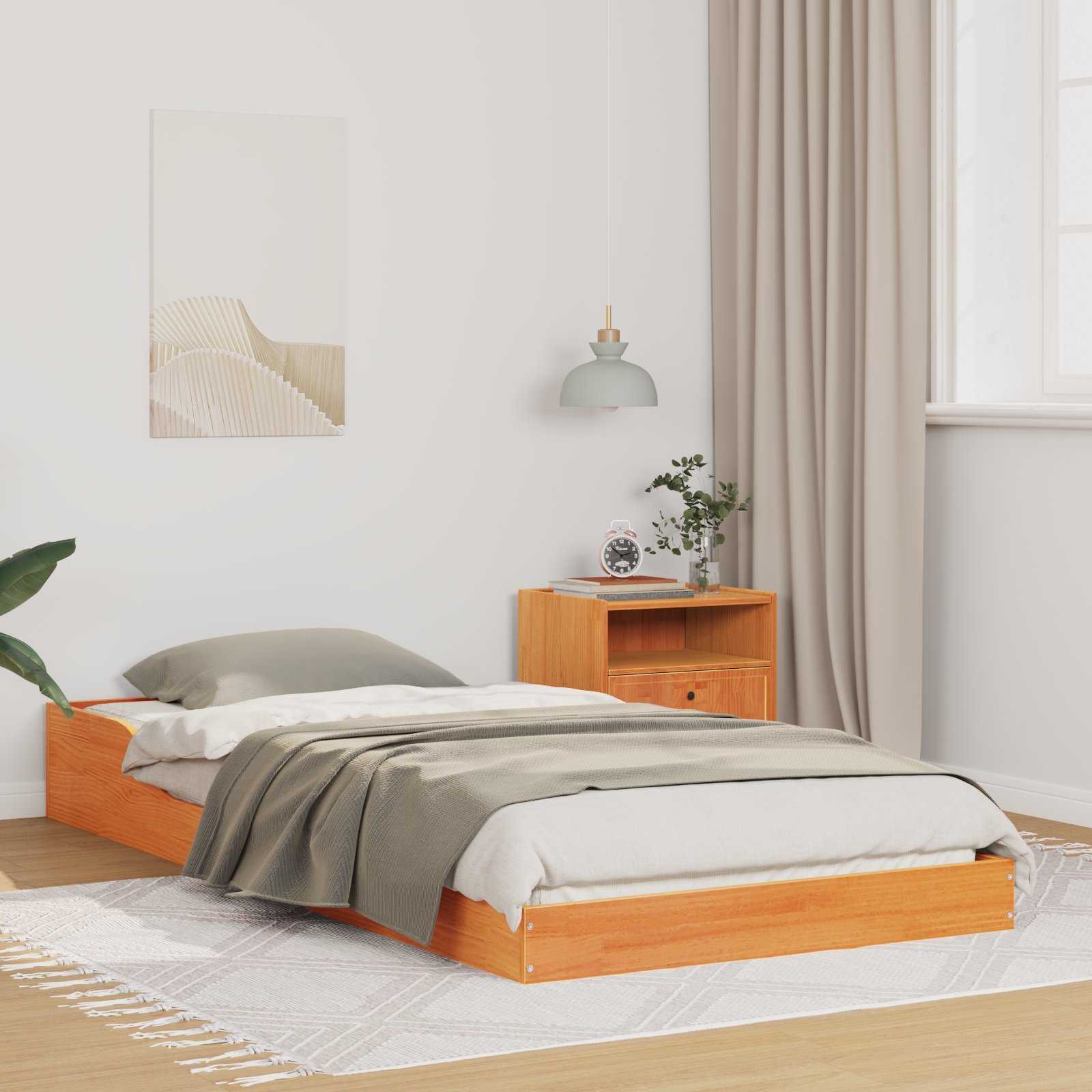 vidaXL Ramka łóżka Woskowy brąz 90 x 220 cm Lite drewno sosnowe