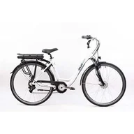 Rowery elektryczne - Rower elektryczny miejski, E-Moving 28”, biały, aluminium, zawieszenie - miniaturka - grafika 1