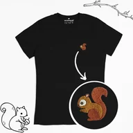 Koszulki męskie - Haftowany T-shirt - WIEWIÓRKA - czarny M - miniaturka - grafika 1