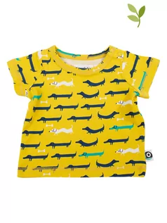 Kaftaniki dla niemowląt - ONNOLULU Koszulka "Driss Dog" w kolorze żółtym - grafika 1