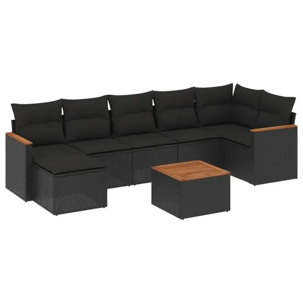 Modułowy zestaw wypoczynkowy z rattanem PE, czarny, wymiary: 62x62x69 cm, 5