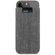 Etui i futerały do telefonów - Adore June Etui biznesowe kompatybilne z iPhone 14 i iPhone 14 Pro, etui na telefon komórkowy z charakterystycznego materiału w jodełkę - szary/czarny, efekt czyszczenia wyświetlacza - miniaturka - grafika 1