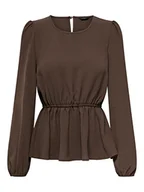 Koszulki i topy damskie - ONLY Female Top Peplum, chestnut, S - miniaturka - grafika 1