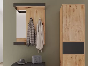 Panel wiszący dębowy Taranto nr 02 Garderoba dąb czysty olej - Półki do salonu - miniaturka - grafika 1