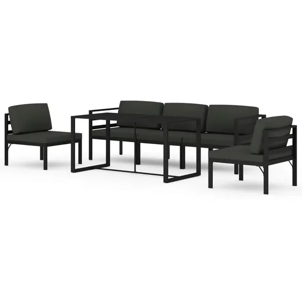 Aluminiowy zestaw wypoczynkowy do ogrodu, antracytowy, modułowy, 120x60x66