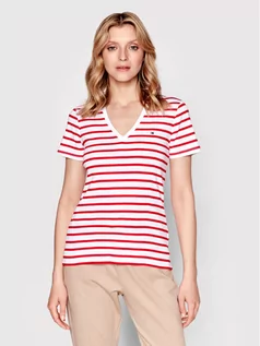 Koszulki i topy damskie - Tommy Hilfiger T-Shirt Stripe WW0WW27725 Czerwony Slim Fit - grafika 1