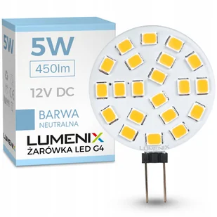 Żarówka Led G4 12V DC 5W 450lm Biała Neutralna talerzyk - Żarówki LED - miniaturka - grafika 1