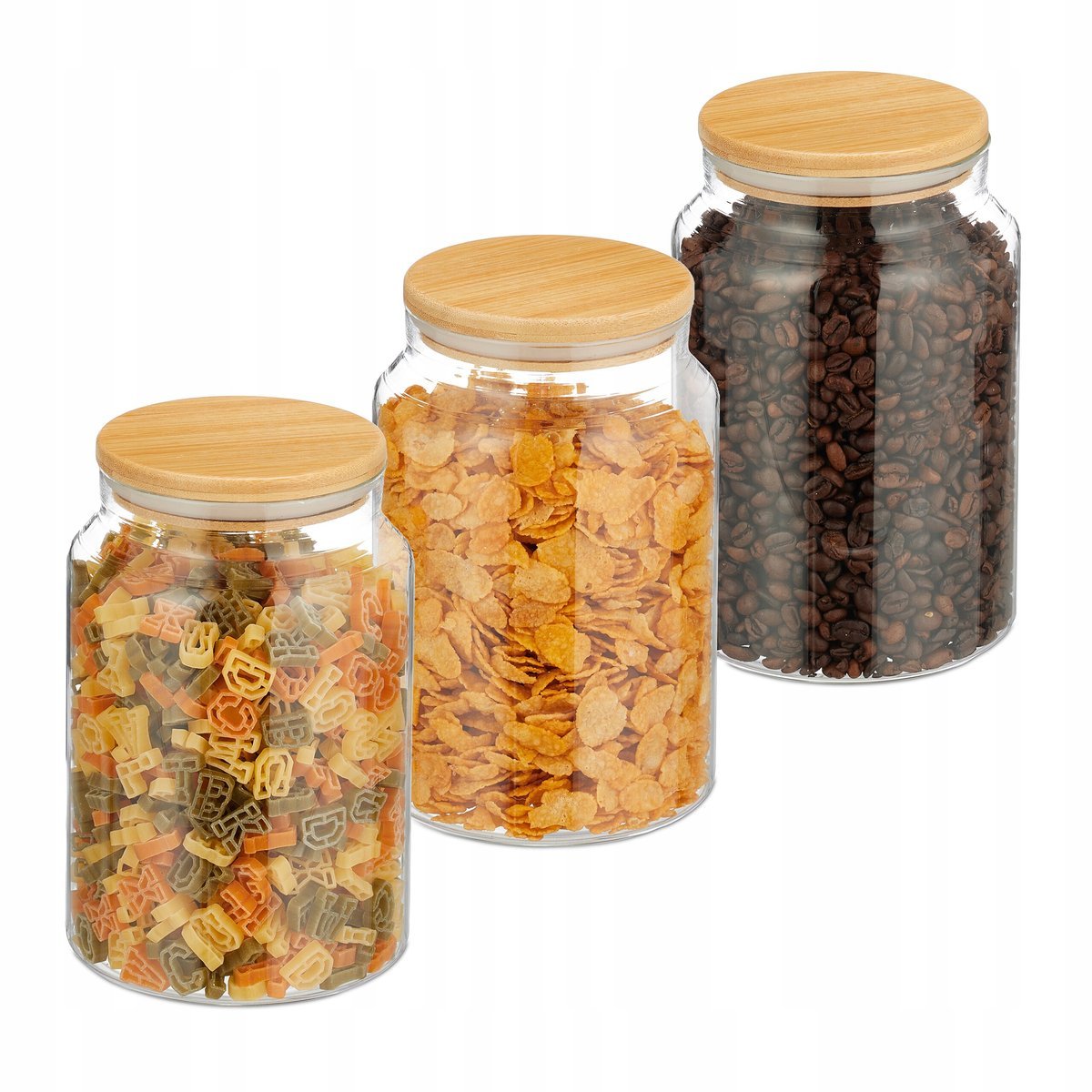 POJEMNIKI NA ŻYWNOŚĆ SZKLANE KUCHENNE MAKARON SŁOIKI Z POKRYWKĄ 1,5L 3szt