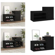 Szafki na buty - vidaXL Szafka na buty czarna 100x42x60 cm materiał drewnopochodny - Stojak na buty - Półki na buty - Przechowywanie butów - Szafka na buty - miniaturka - grafika 1