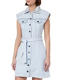 Pinko Squash Dżinsowa Sukienka + Rhinestone I Sukienka Kobiety, Pjw_mycia Bleach Średni, 30 - Sukienki - miniaturka - grafika 1