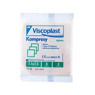 3M KOMPRESY gazowe jałowe 7,5x7,5cm 3 sztuki 9038563 - Problemy skórne - miniaturka - grafika 1