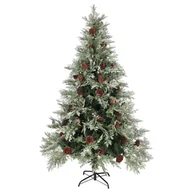 Choinki - vidaXL Choinka z szyszkami zielono-biała 120 cm PVC i PE 340533 - miniaturka - grafika 1
