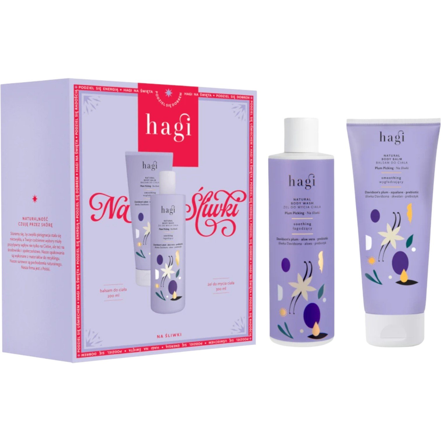 Hagi Zestaw Na Śliwki: Żel do mycia ciała 300 ml + Balsam do ciała 200 ml