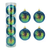 Bombki - BOMBKI CHOINKOWE PLASTIKOWE ZIELONE BROKATOWE Z EFEKTEM KAMELEONA 80 MM ZESTAW 4 SZT BOMBKI I OZDOBY CHOINKOWE - miniaturka - grafika 1