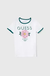 Koszulki dla dziewczynek - Guess t-shirt dziecięcy kolor biały - grafika 1