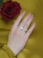 Pierścionki - Pierścionek srebrny - Ważka W3  biała - miniaturka - grafika 1