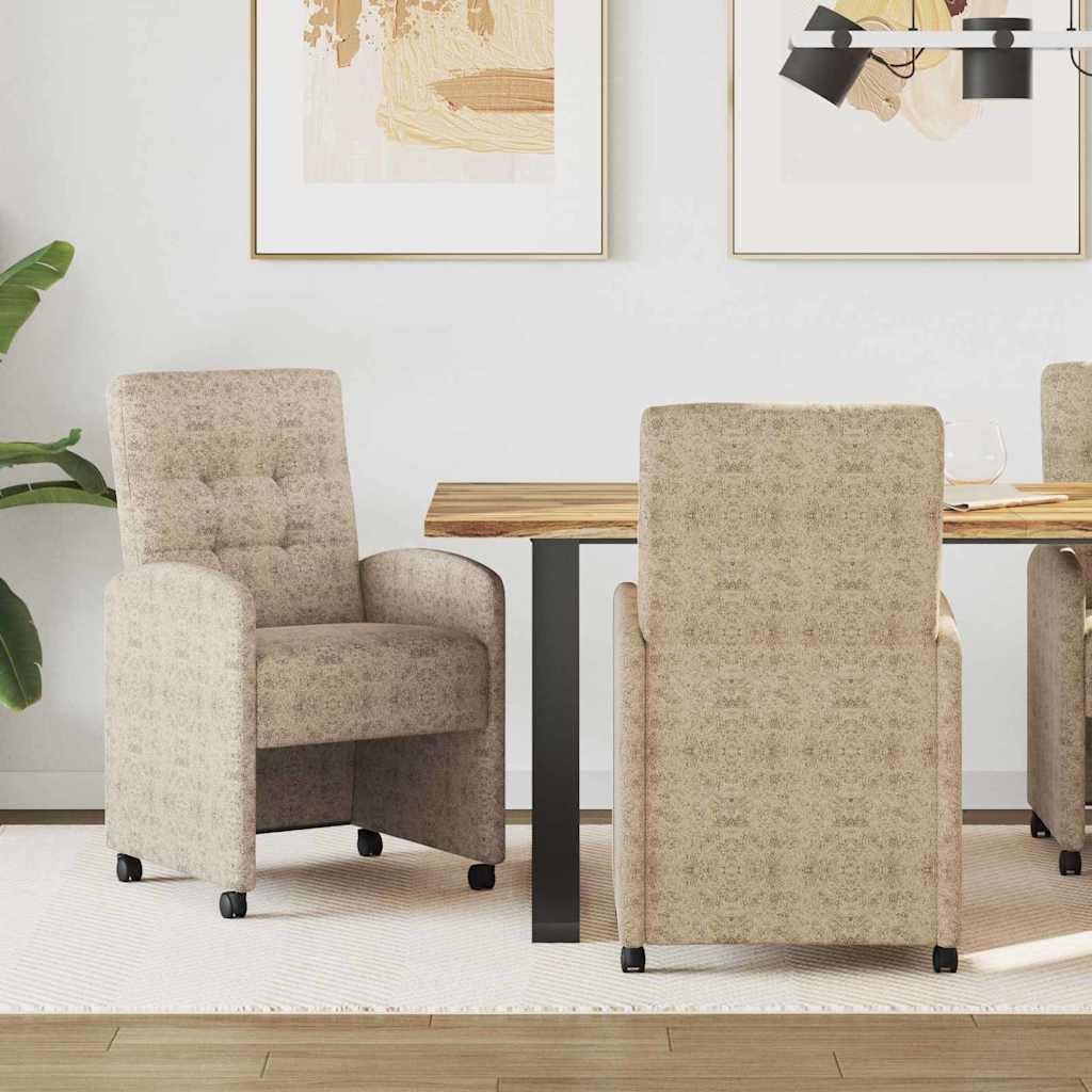 vidaXL Krzesła jadalne z kółkami 2 pcs Jasnoszary 57 x 67 x 98 cm