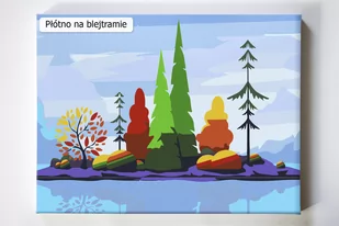 Jesienna wyspa, drzewa, kolory, malowanie po numerach, blejtram - Malowanie po numerach - miniaturka - grafika 1