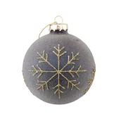 Bombki - Bombka szklana brokat płatek śniegu 8 cm - miniaturka - grafika 1