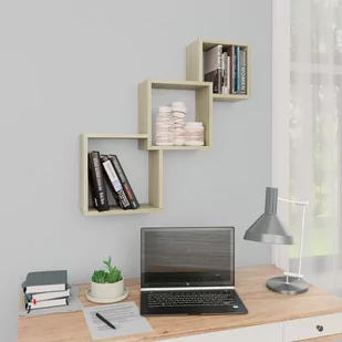 vidaXL Półki ścienne kostki, kolor dąb sonoma, 84,5x15x27 cm vidaXL - Półki do salonu - miniaturka - grafika 1