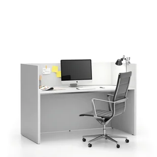 B2B Partner Zestaw mebli biurowych single z parawanem SEGMENT, prosty, biały / biały 611679 - Zestawy mebli biurowych - miniaturka - grafika 1