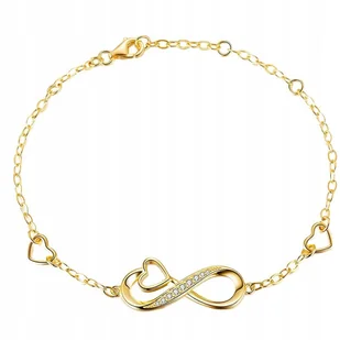 ZŁOTA BRANSOLETKA DAMSKA SERCE NIESKOŃCZONOŚĆ SREBRO PRÓBA 925 CELEBRYTKA - Bransoletki - miniaturka - grafika 1