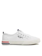 Buty dla chłopców - Pepe Jeans Tenisówki Brady Basic G PGS30561 Biały - miniaturka - grafika 1