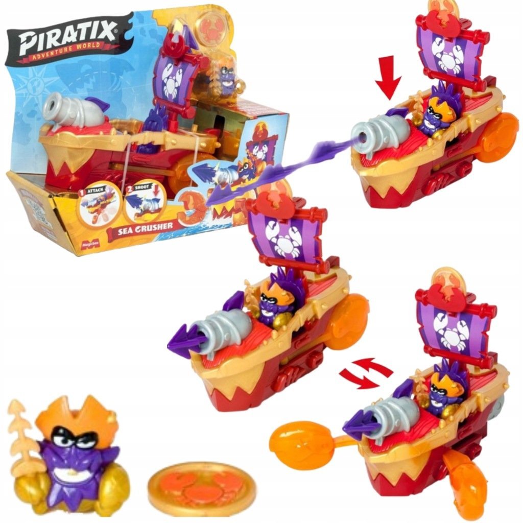 PIRATIX STATEK SEA CRUSHER ZESTAW FIGURKA AKCESORIA SUPER PREZENT