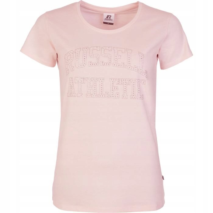 RUSSELL ATHLETIC RÓŻOWY TSHIRT Z CEKINAMI I OKRĄGŁYM DEKOLTEM S 6BA