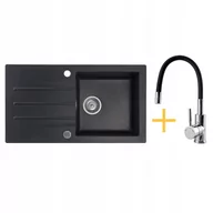 Zlewozmywaki z baterią - KERNAU Zlewozmywak granitowy Kernau Zestaw KGSA 50 1B1D Black Metallic+ bateria KWT 29 197779 - miniaturka - grafika 1